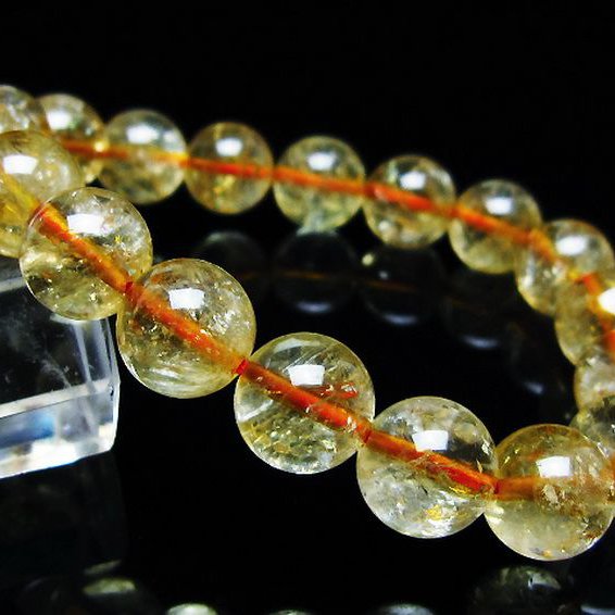 虹入り シトリン ブレスレット 10mm [T366-13372]