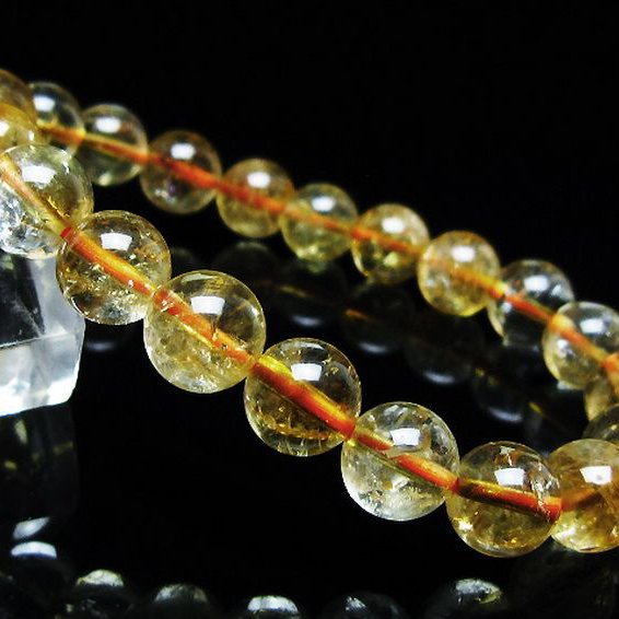 虹入り シトリン ブレスレット 9mm [t366-13395]