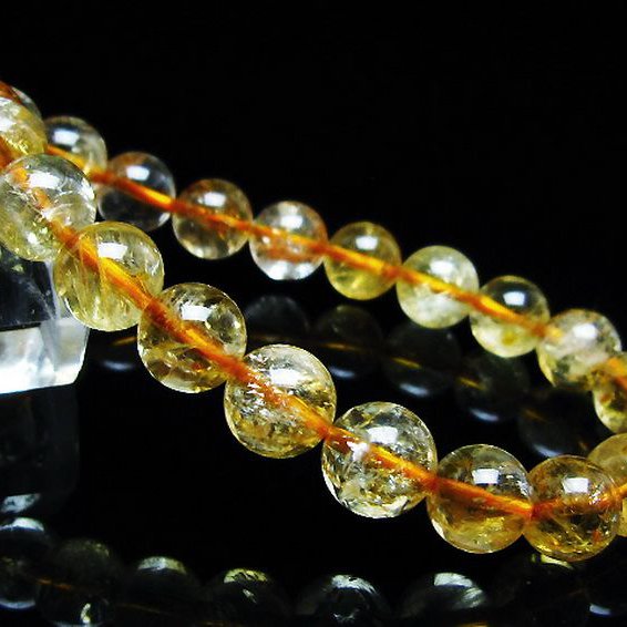虹入り シトリン ブレスレット 9mm [t366-13396]