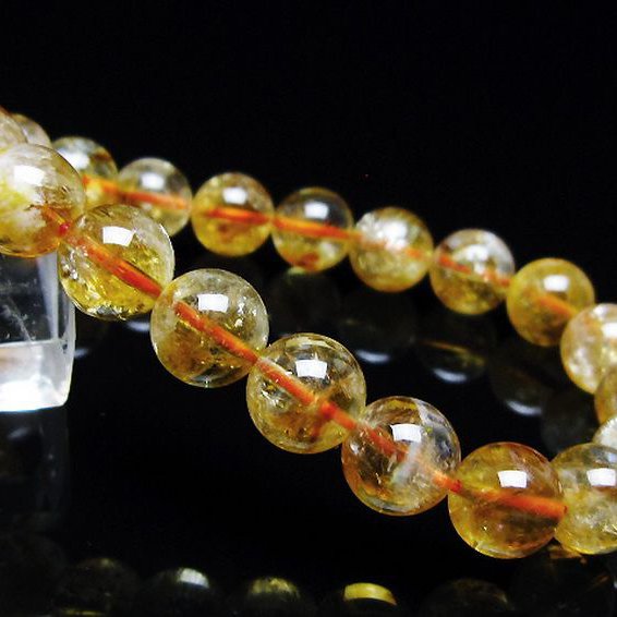 虹入り シトリン ブレスレット 9mm [t366-13528]