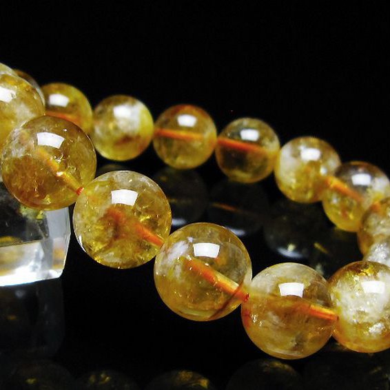 虹入り シトリン ブレスレット 13mm [t366-13632]
