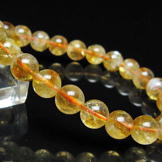 虹入り シトリン ブレスレット 8mm [t366-13786]