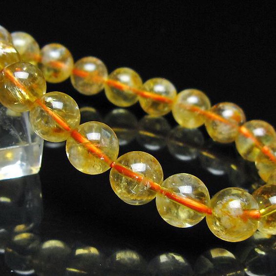 虹入り シトリン ブレスレット 9mm [t366-13945]