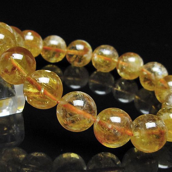 虹入り シトリン ブレスレット 13mm [t366-13976]