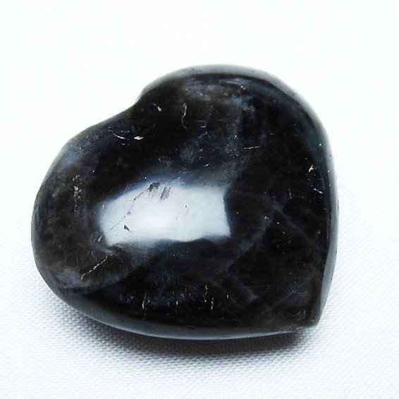 モリオン 純天然 黒水晶 ハート 置物 [t375-4392]
