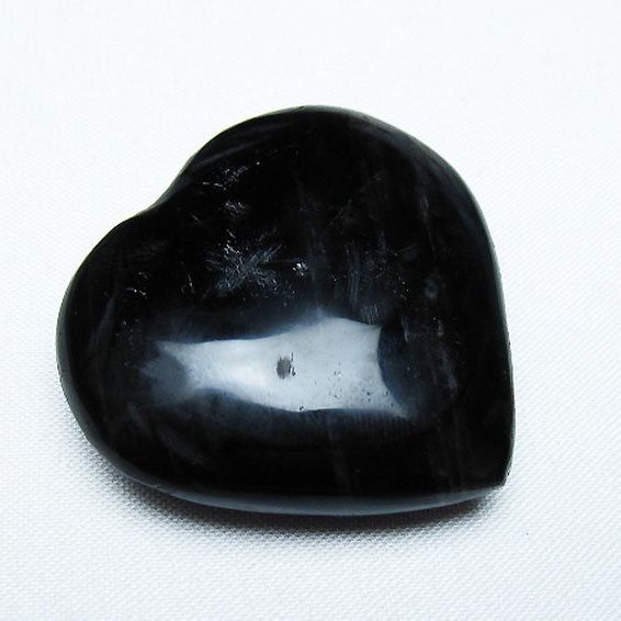 モリオン 純天然 黒水晶 ハート 置物 [t375-4463]
