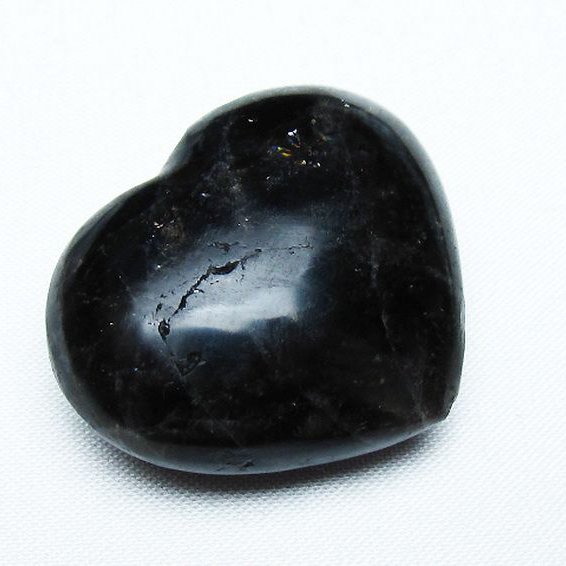 モリオン 純天然 黒水晶 ハート 置物[T375-4494]