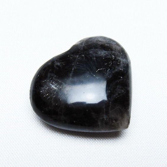 モリオン 純天然 黒水晶 ハート 置物 [t375-4585]