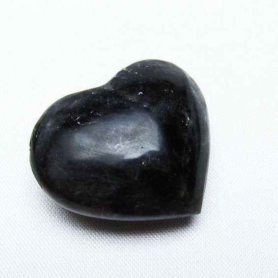 モリオン 純天然 黒水晶 ハート 置物 [t375-4591]