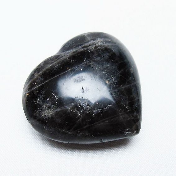 モリオン 純天然 黒水晶 ハート 置物 [t375-4598]