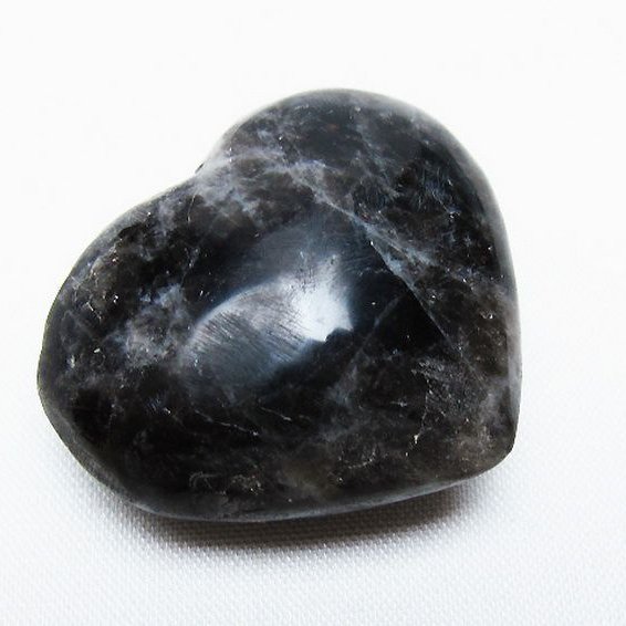 モリオン 純天然 黒水晶 ハート 置物 [t375-4634]