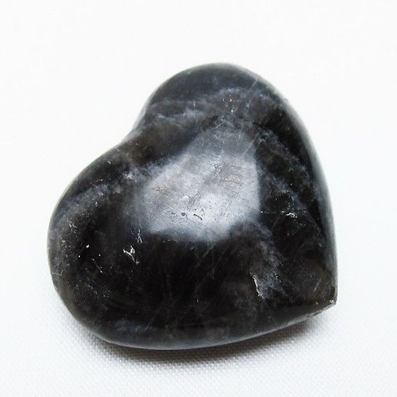 モリオン 純天然 黒水晶 ハート 置物 [t375-4645]