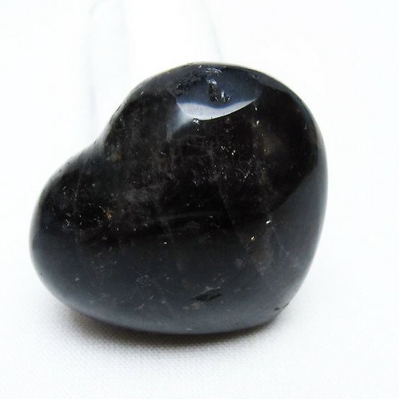 モリオン 純天然 黒水晶 ハート 置物[T375-4693]