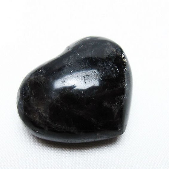 モリオン 純天然 黒水晶 ハート 置物 [t375-4732]