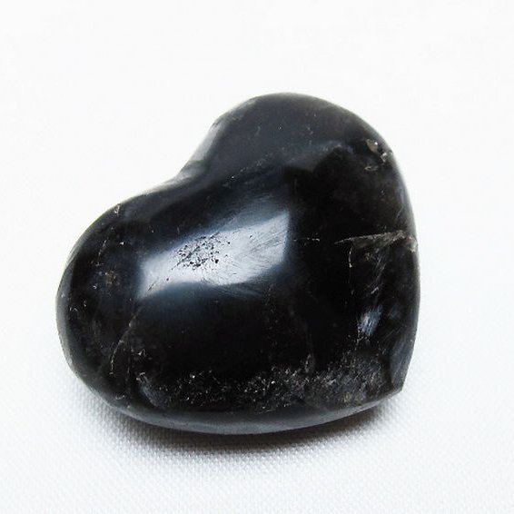 モリオン 純天然 黒水晶 ハート 置物 [t375-4748]