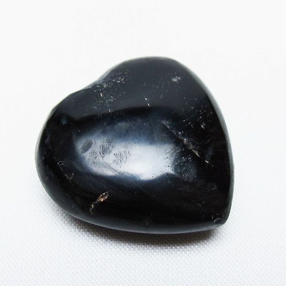 モリオン 純天然 黒水晶 ハート 置物 [t375-4757]