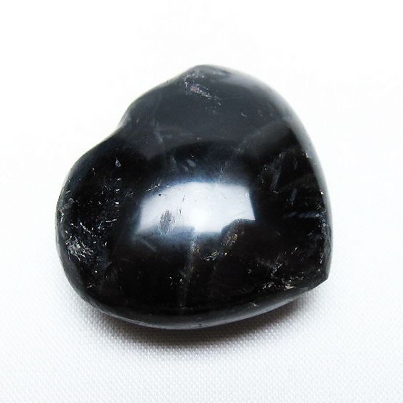 モリオン 純天然 黒水晶 ハート 置物 [t375-4761]