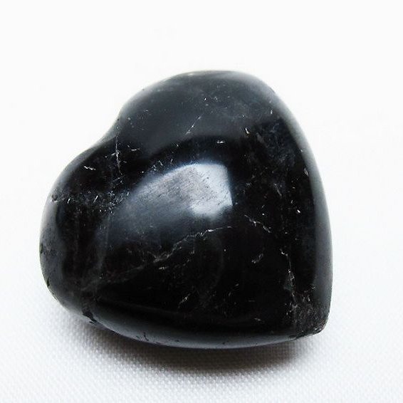 モリオン 純天然 黒水晶 ハート 置物 [t375-4770]