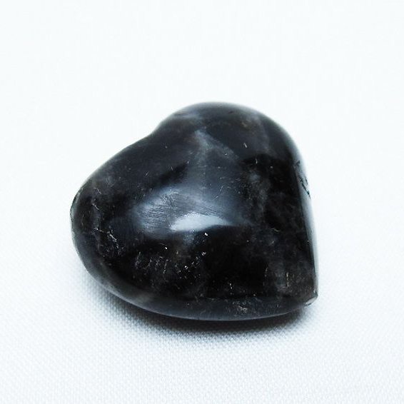 モリオン 純天然 黒水晶 ハート 置物 [t375-4787]