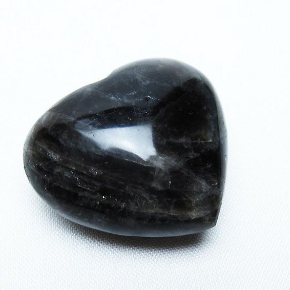 モリオン 純天然 黒水晶 ハート 置物 [t375-4825]