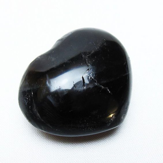 モリオン 純天然 黒水晶 ハート 置物[T375-4904]