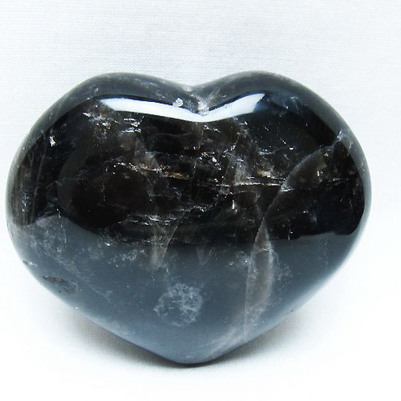 モリオン 純天然 黒水晶 ハート 置物 [t375-5064]