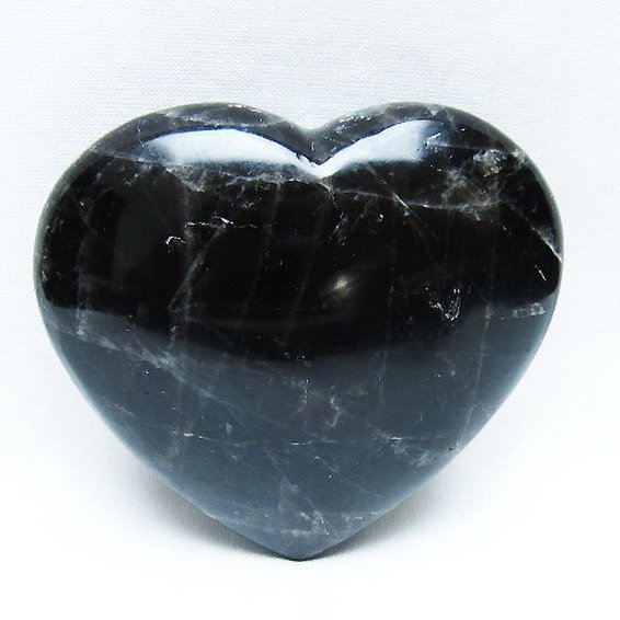 モリオン 純天然 黒水晶 ハート 置物[T375-5066]