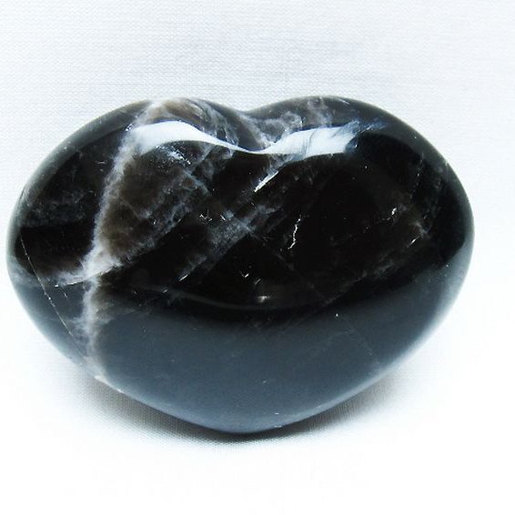 モリオン 純天然 黒水晶 ハート 置物[T375-5076]