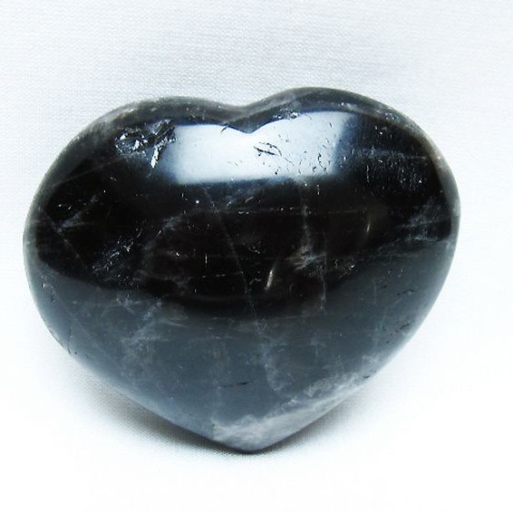 モリオン 純天然 黒水晶 ハート 置物 [t375-5079]