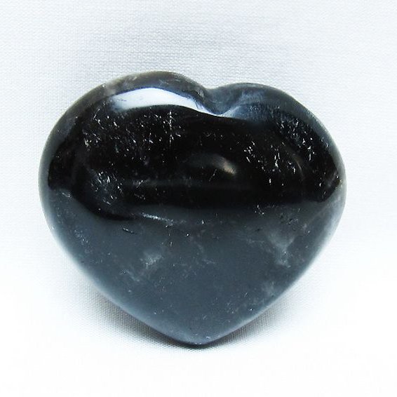 モリオン 純天然 黒水晶 ハート 置物 [t375-5090]