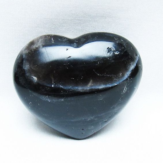 モリオン 純天然 黒水晶 ハート 置物[T375-5091]