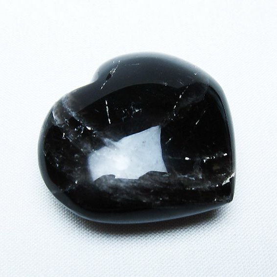 モリオン 純天然 黒水晶 ハート 置物 [t375-5128]