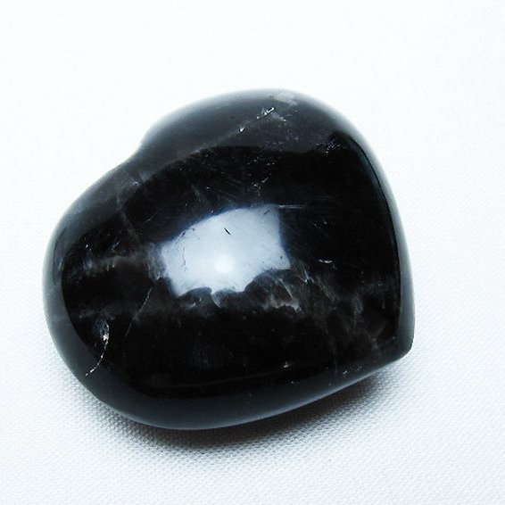 モリオン 純天然 黒水晶 ハート 置物 [t375-5129]
