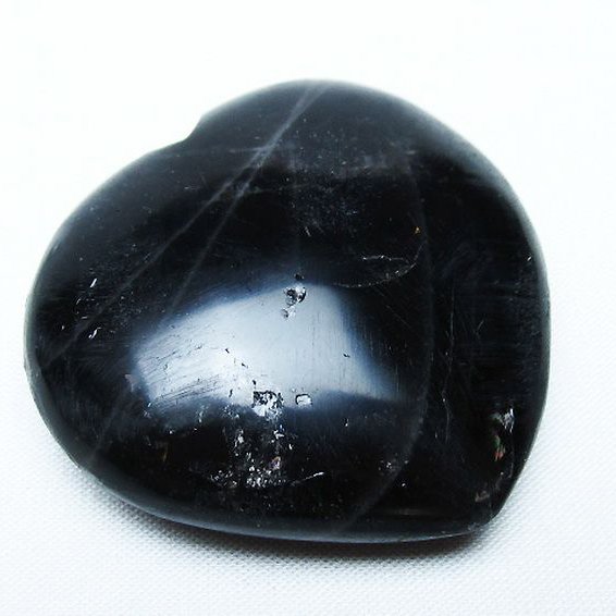 モリオン 純天然 黒水晶 ハート 置物 [t375-5143]
