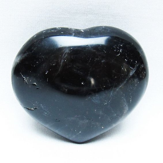 モリオン 純天然 黒水晶 ハート 置物[T375-5158]