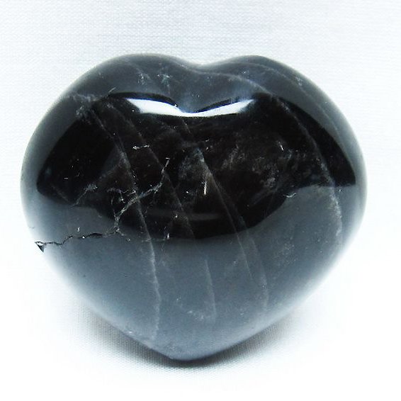 モリオン 純天然 黒水晶 ハート 置物[T375-5170]