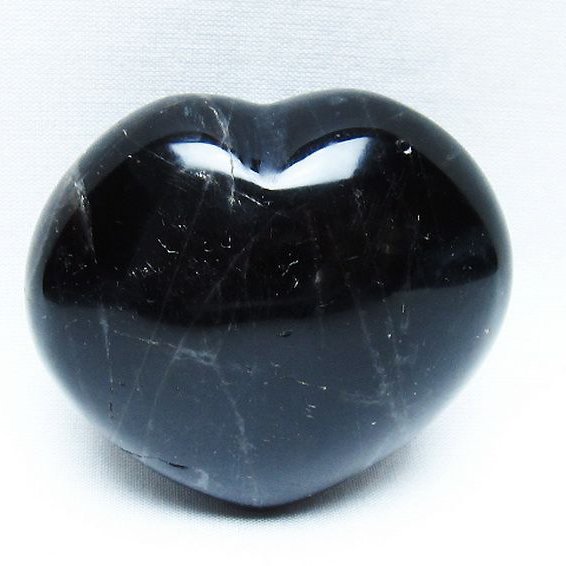 モリオン 純天然 黒水晶 ハート 置物 [t375-5201]