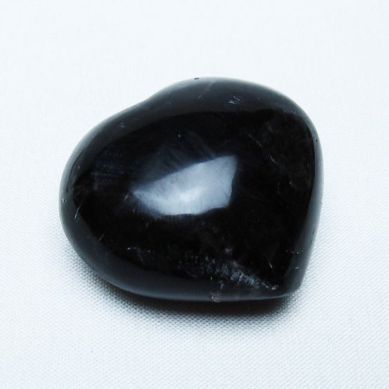 モリオン 純天然 黒水晶 ハート 置物[T375-5232]