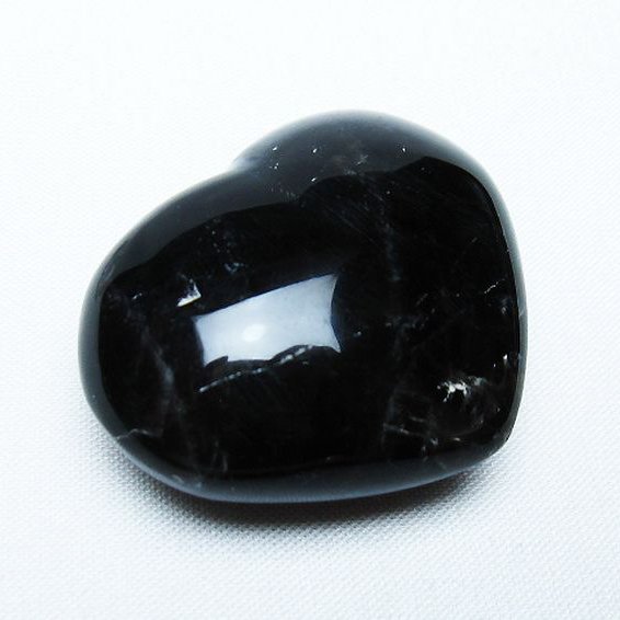モリオン 純天然 黒水晶 ハート 置物[T375-5236]