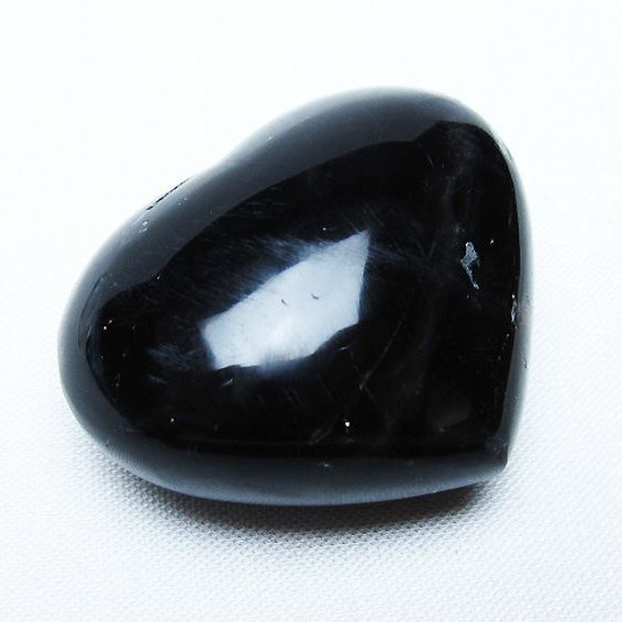 モリオン 純天然 黒水晶 ハート 置物 [t375-5251]