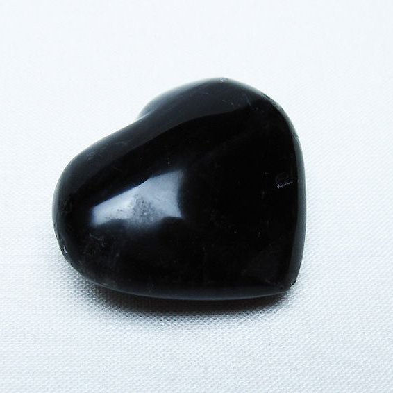 モリオン 純天然 黒水晶 ハート 置物 [t375-5261]