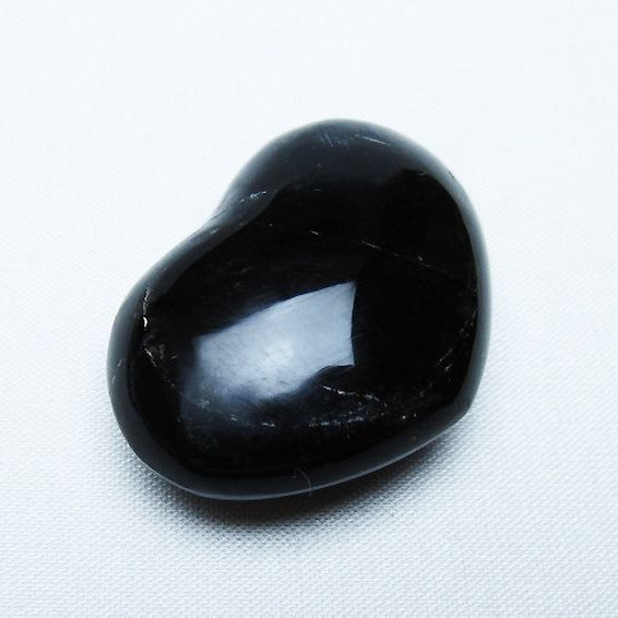 モリオン 純天然 黒水晶 ハート 置物 [t375-5262]