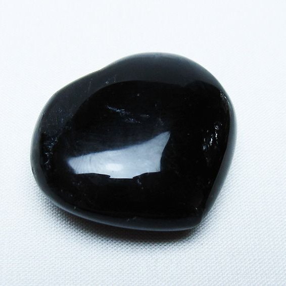 モリオン 純天然 黒水晶 ハート 置物[T375-5264]
