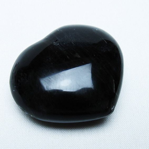 モリオン 純天然 黒水晶 ハート 置物 [t375-5282]