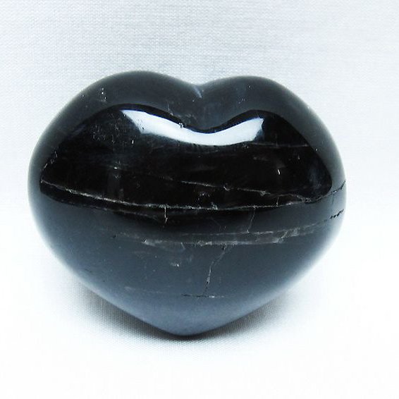 モリオン 純天然 黒水晶 ハート 置物[T375-5288]