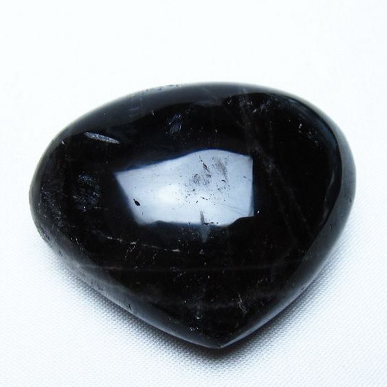 モリオン 純天然 黒水晶 ハート 置物 [t375-5490]