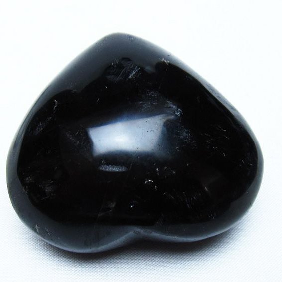 モリオン 純天然 黒水晶 ハート 置物 [t375-5532]