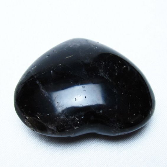 モリオン 純天然 黒水晶 ハート 置物 [t375-5549]