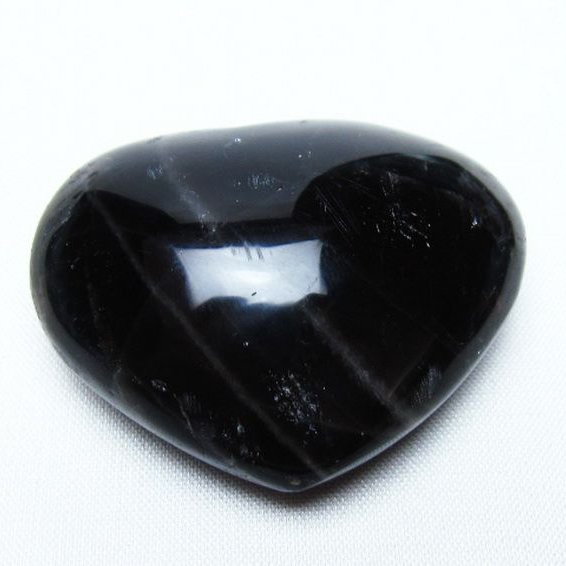 モリオン 純天然 黒水晶 ハート 置物 [t375-5817]