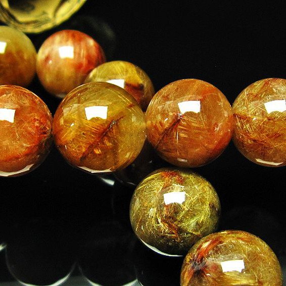 放射ルチルクォーツ（金針ルチル水晶） ブレスレット  13mm [T38-1091]